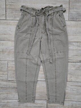 Blank NYC Paper Bag Pants Women’s Army High Rise Zip Ankle Capri Tie Waist 27